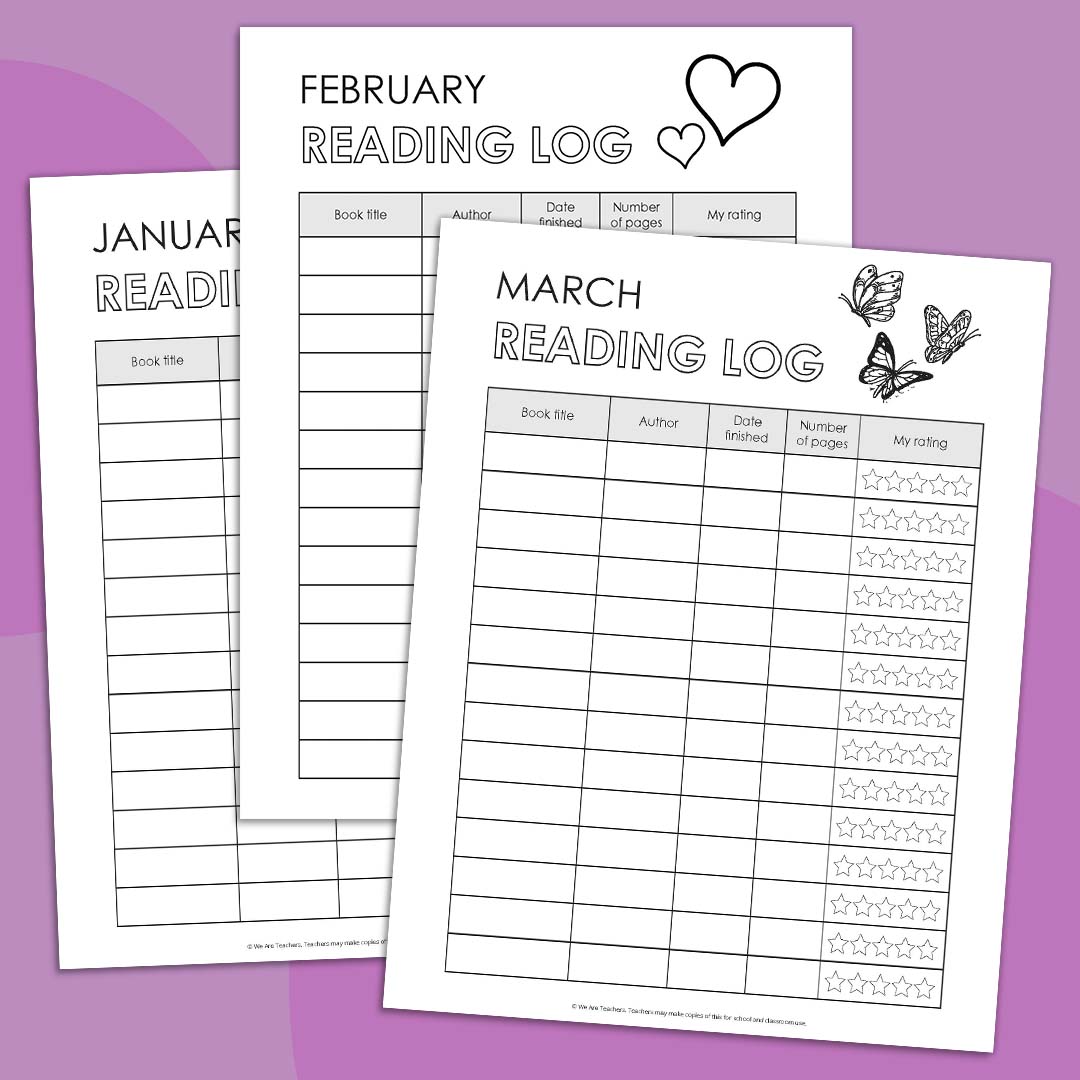 free reading log printable bundle to track student achievement
